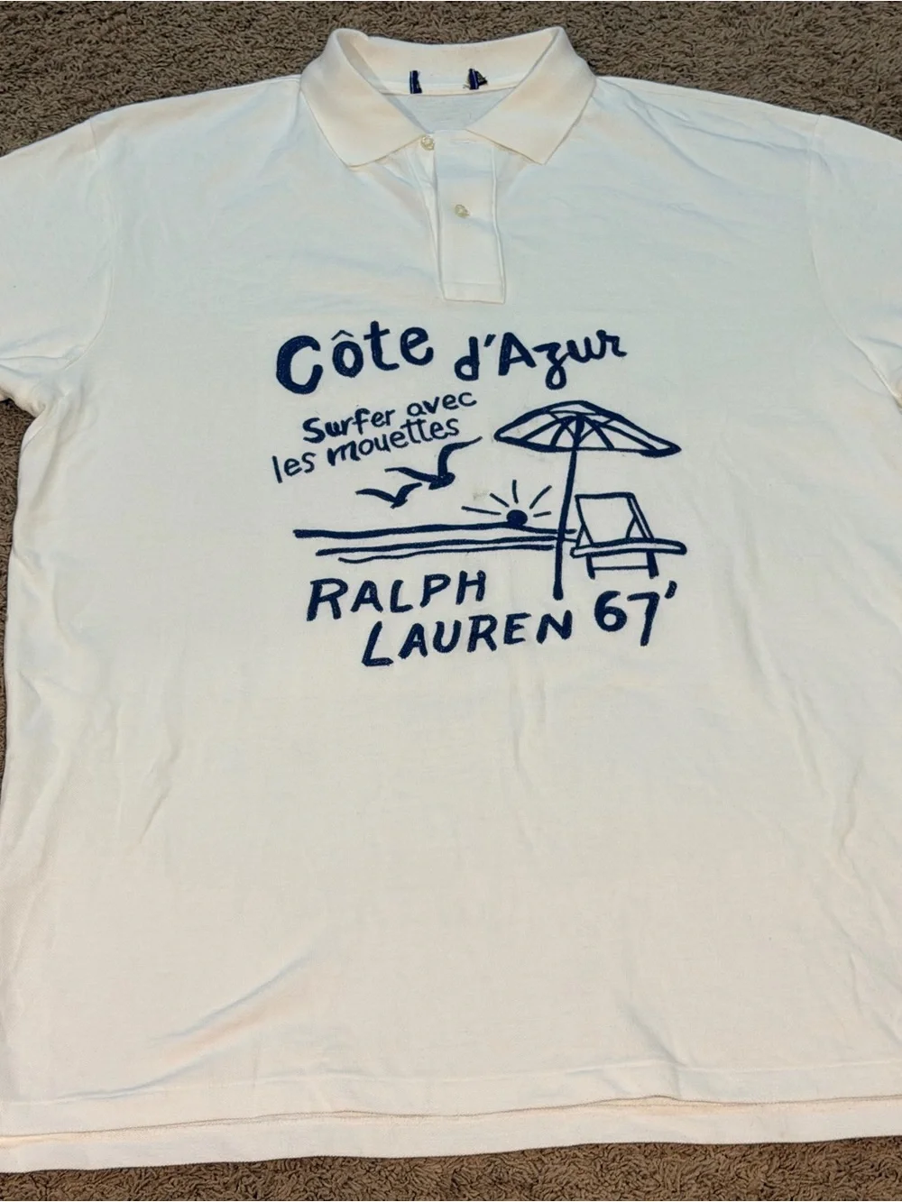POLO RALPH LAUREN Classic Fit Côte d'Azur-Print White Polo Shirt Mens XLT NWOT